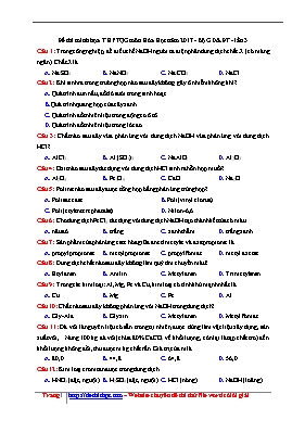 Đề minh họa Trung học phổ thông Quốc gia lần 3 môn Hóa học năm 2017